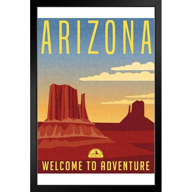 Arizona To Adventure Retro Travel Art Print Stand or Hang Wood
