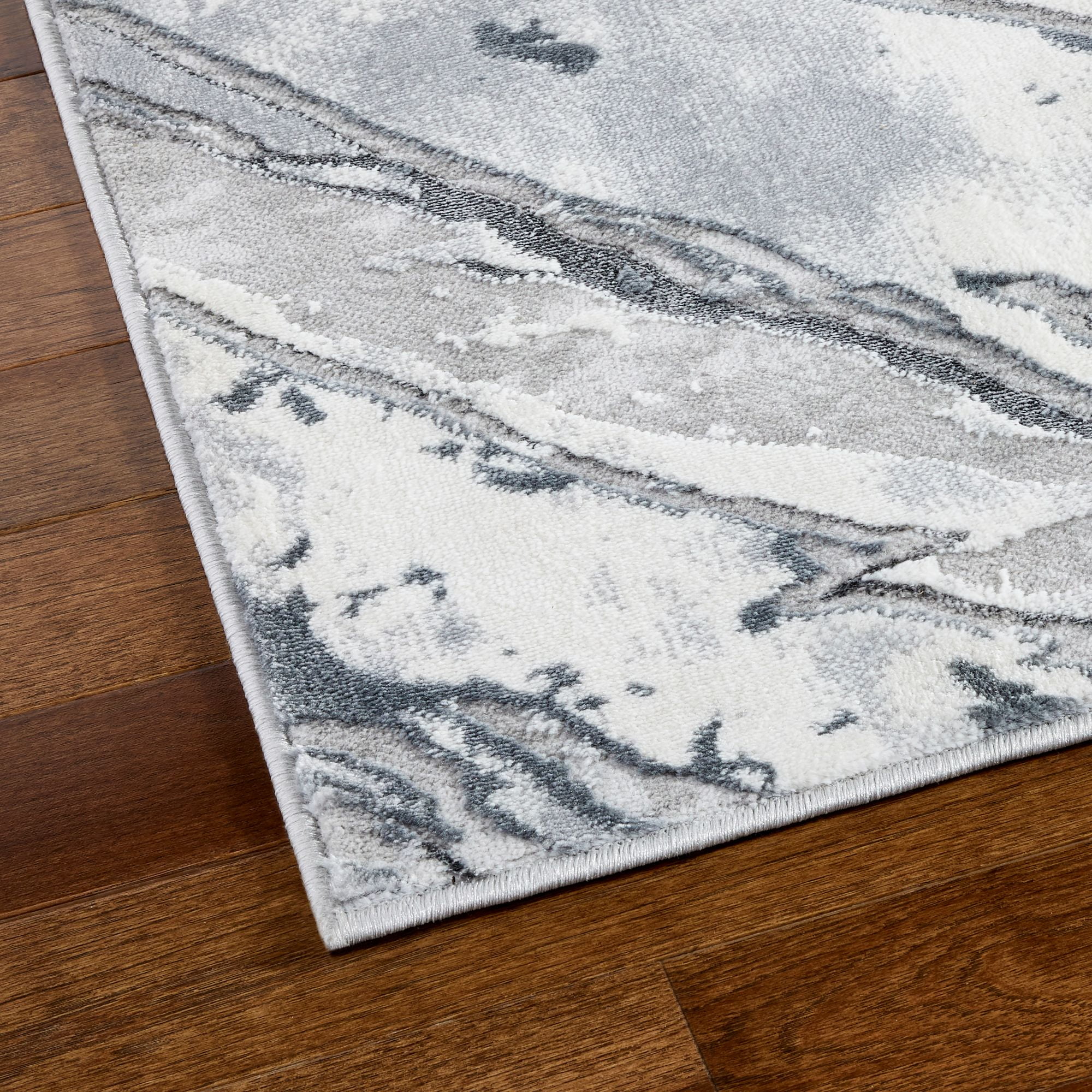 Everloom Laura Marble Chic Abstract Area Rug, Grey/White, 5'2"x7'2