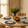 thumbnail image 5 of Country Star Farm Round Placemats Set of 8 for Dinning Tables,Heat-proof Braided Table Mats 15 Inch,Red Blue Patriots Stripe American Flag Washable Place Mat for Kitchen Restaurant Party Table Decor, 5 of 9