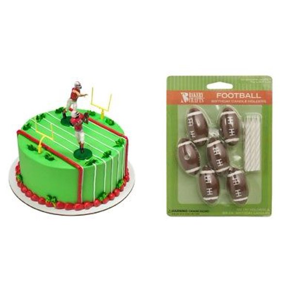 Football Players Cake Topper PLUS 6 Football Candles and Holders
