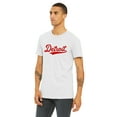 thumbnail image 2 of Daxton Adult Unisex Tshirt Detroit Script with Michigan Vertical on the Back, White Red, XS, 2 of 3