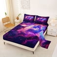 thumbnail image 2 of Metsweet Galaxy Unicorn Queen Sheets 4 Pieces, Gradient Universe Nebula Queen Sheet Sets, Purple Blue,1 Fitted Sheet, 1 Flat Sheet and 2 Pillowcases, 2 of 5