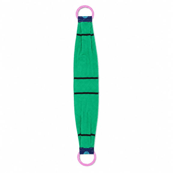 Generic Green Stretchable Back Exfoliating Shower Scrubber with Dual Handles, Body Cleansing Massage Bath Strap for Men & Women