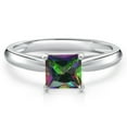 thumbnail image 3 of Gem Stone King 10K White Gold Green Mystic Topaz Solitaire Engagement Ring for Women | 1.20 Cttw | Princess 6MM | Gemstone November Birthstone | Size 8, 3 of 6