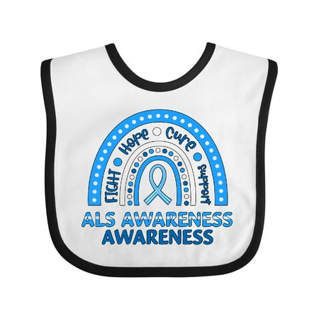 

Inktastic ALS Awareness Rainbow- Fight Hope Cure Support Boys or Girls Baby Bib