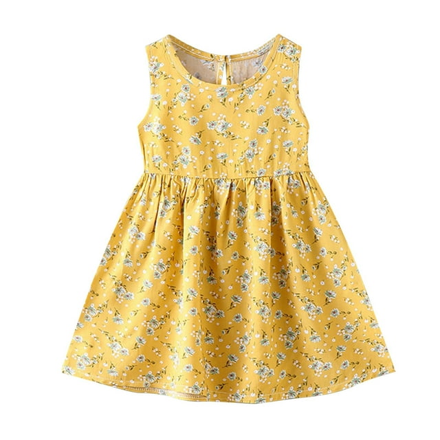 Robe Fille à Imprimé Floral Robe de Princesse Robe de Plage Robe d'Été Robe pour Enfants