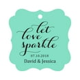thumbnail image 1 of Darling Souvenir Custom Let Love Sparkle Wedding Hang Tags Personalized Fancy Frame Paper Tags -Mint Green-100 Tags, 1 of 1
