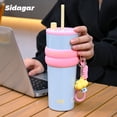 thumbnail image 5 of Sidagar 24 oz Ceramic Lined Insulated Everyday Tumbler, Leak-Resistant Straw Lid, Macron Blue, 5 of 7