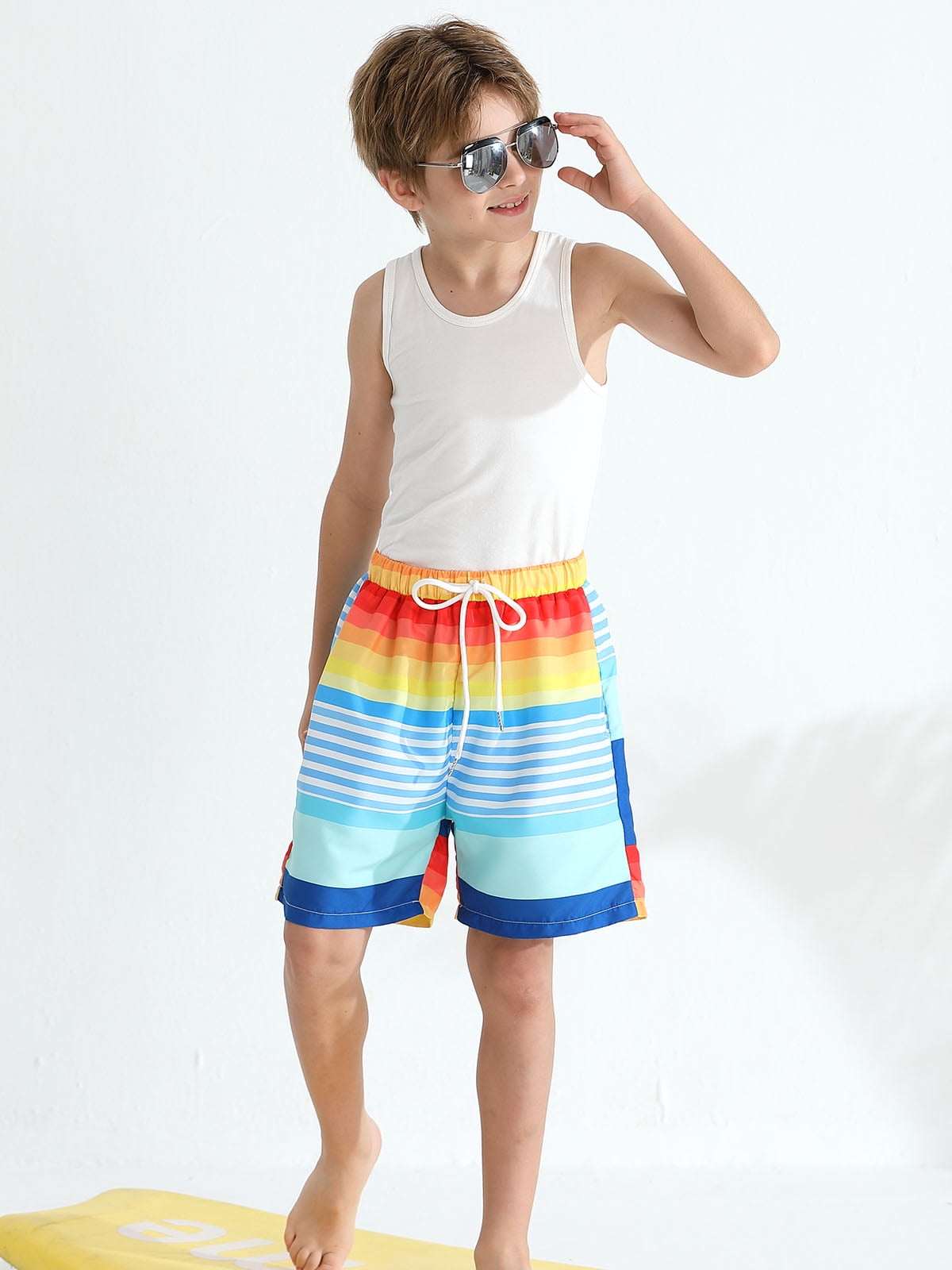 URMAGIC 2 Pack Boys Swim Trunks with Boxer Brief Liner Compression Anti Chafe Swimming Shorts Stretchy UPF Quick Dry Swimsuit 5-16 Years