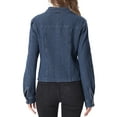 thumbnail image 3 of CHAQUETA DE JEAN PARA MUJER INSPIRE CHIC, CON BOTONES, DE MANGAS LARGAS, TEXTURA LAVADA, CHAQUETA DE DENIM CASUAL, TAMAÑO XS, AZUL DENIM, 3 of 6