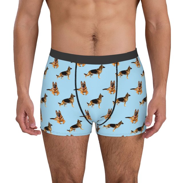 Balery German Shepherd Dog Calzoncillos bóxer para hombre, ropa interior de algodón suave y transpirable con cinturilla de nailon-Large
