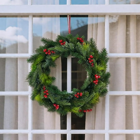 Guvpev 24 Inch Pre-Assembled Christmas Wreath for Front Doors Christmas Series Seasonal Decorations Real Touch Artificial Christmas Cedar Wreath for Mantel Walls Windows Holiday Xmas Decor Guvpev 24 Inch Pre-Assembled Christmas Wreath for Front Doors Christmas Series Seasonal Decorations Real Touch Artificial Christmas Cedar Wreath for Mantel Walls Windows Holiday Xmas Decor