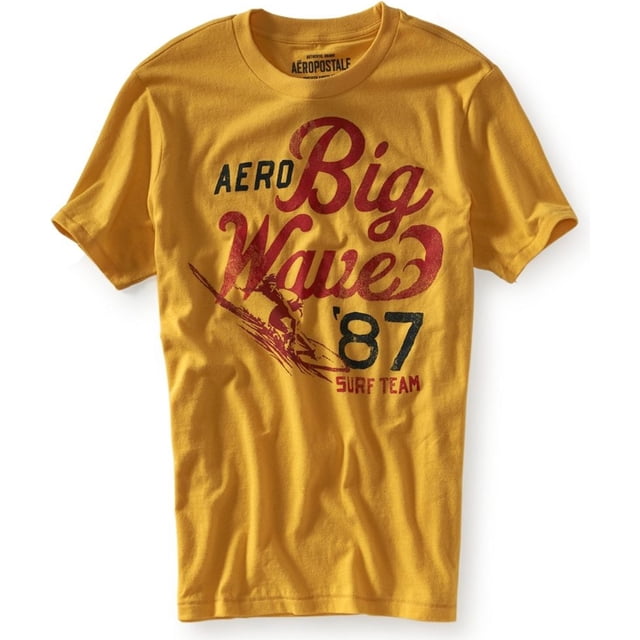 Aeropostale Palm Tree Surfer playera gráfica para hombre, amarillo, XS