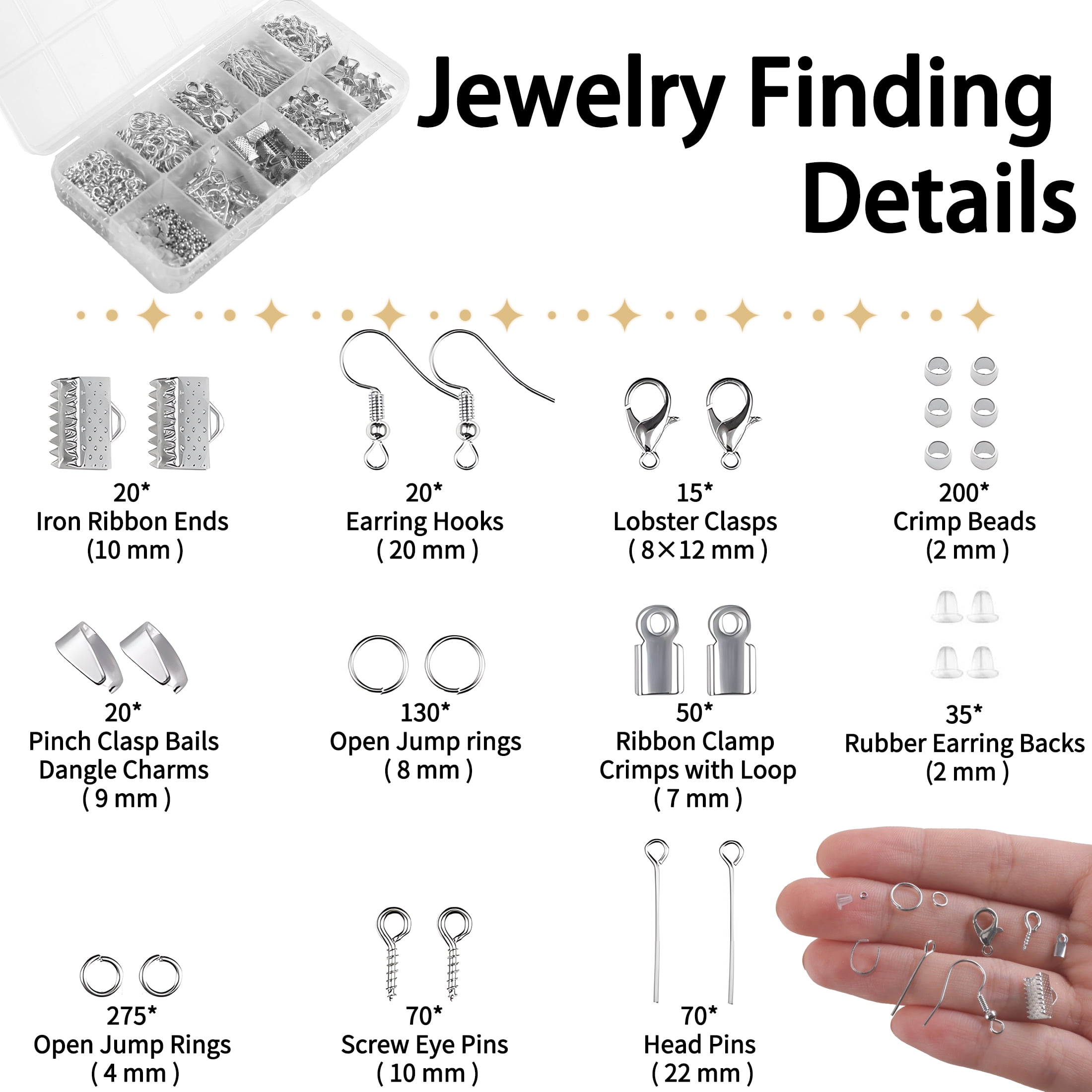 Yalumo Jewelry Making Supplies Kit, 905 Pcs Jewelry Repair Kit with Pliers Findings and Beading Wires for Adults and Beginners(Silver)