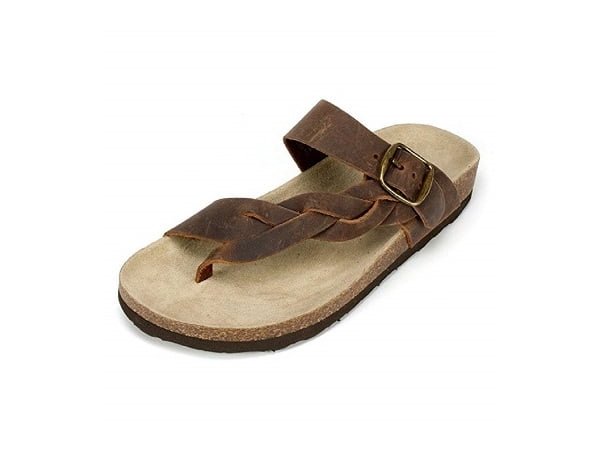 brown woven leather sandals closed toe sandals US 8
