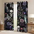 thumbnail image 2 of Homewish Gothic Boho Skeleton Black Out Curtains for Teens, Hippie Butterfly Moth Curtains Pack of 2 (42x63 Each), Romantic Rose Floral Bedroom Curtains, Curtains and Drapes Decor, 2 of 6