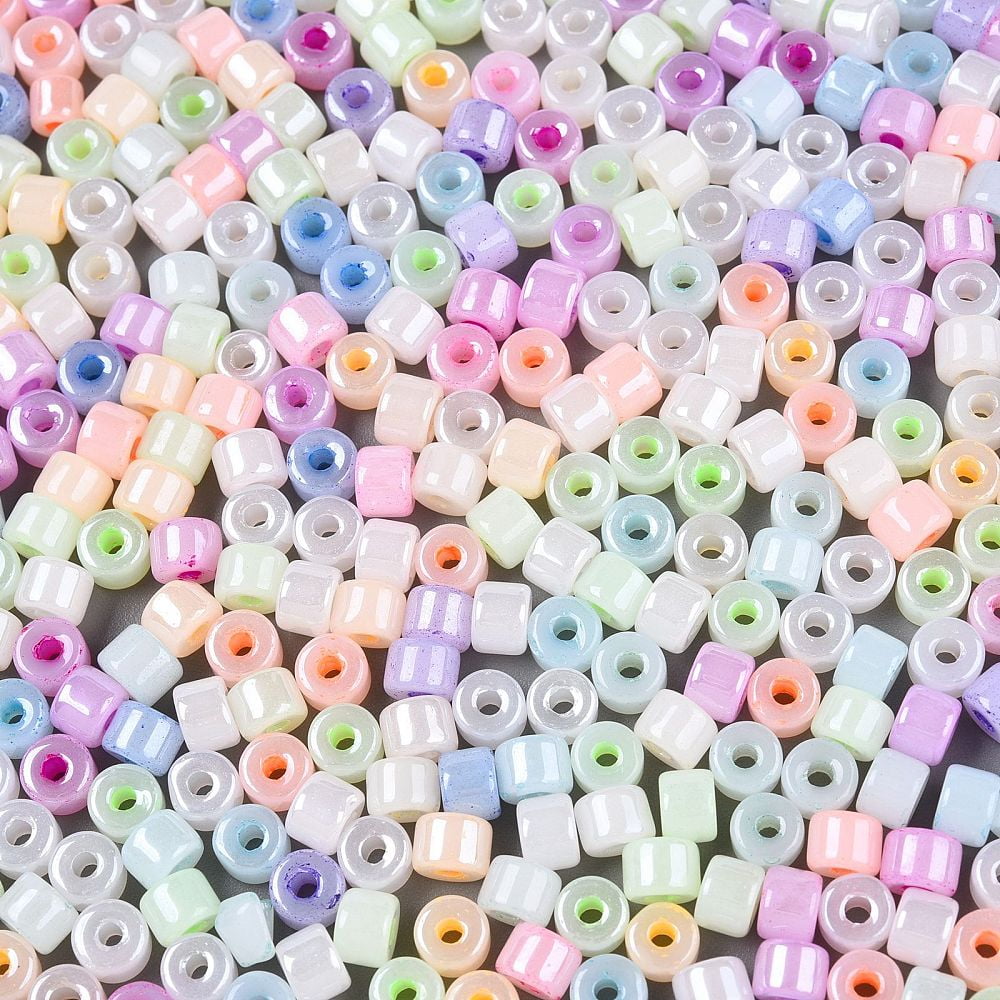 1 pound Glass Seed Beads Ceylon Round Hole Cylinder Mixed color 4x5.5mm Hole: 1.8mm 2500pcs/pound