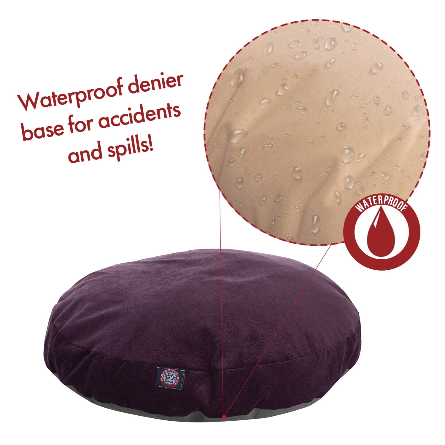 Majestic Pet | Villa Velvet Round Pet Bed For Dogs, Removable Cover, Aubergine, Small