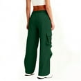 thumbnail image 4 of Cargo Sweatpants for Women Baggy High Waisted Wide Leg Sweat Pants Drawstring Fleece Athletic Pants Multi Pocket Green L, 4 of 6