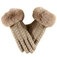 thumbnail image 5 of Women's Winter Knit Gloves with Fashionable Large Furry Cuffs, Touchscreen Cold Proof Gloves for Outdoor Cycling, Small Chic Style Thermal Gloves, Warm Winter Riding Gloves for Women - Khaki, 5 of 5