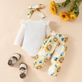 thumbnail image 2 of Emy Dola Newborn Baby Girl 3pcs Outfit Clothes Ruffle Romper Toddler Girl Floral Cotton Pant Sets For 0-18M Girls, 2 of 9
