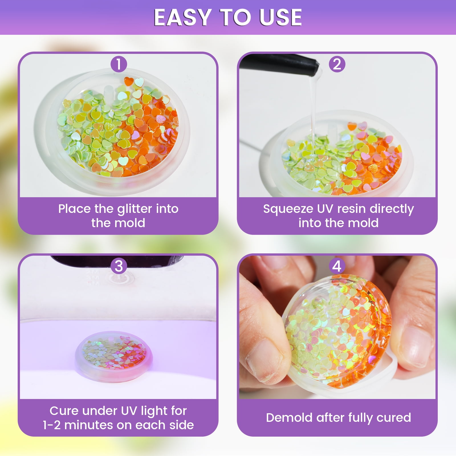 Panda Resin 300g UV Resin Kit with UV Light and Crafting Tools, Fast Curing Crystal Clear Low Odor for DIY Jewelry Making, Keychain