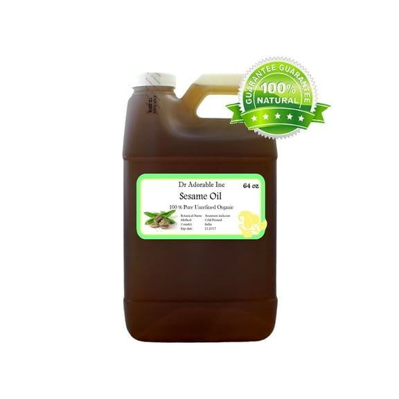 Dr. Adorable - 100% Pure Sesame Seed Oil Unrefined Organic Cold Pressed Extra Virgin- 64 oz