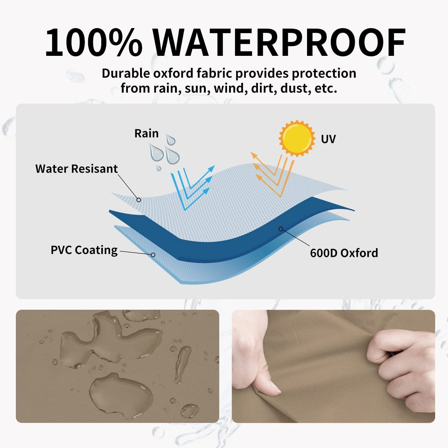 General Outdoor Chair Cover Waterproof, Heavy Duty Patio Chair Cover, Windproof Outdoor Furniture Cover with Air Vent (2 Pack-32Wx37Dx31H inch, Camel/Dark Brown)