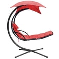 thumbnail image 2 of Lacoo Outdoor Hanging Curved Chaise Lounge Chair Patio Swinging Hammock w/ Pillow, Canopy & Stand for Backyard, Orange, 2 of 9