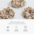 thumbnail image 2 of Fishers Finery Large Silk Scrunchies, 25 Momme 100% Mulberry Silk Hair Ties - Sleep and Everyday Hair Styling (Taupe 3 PK), 2 of 6