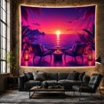 thumbnail image 6 of Ocean Patio with Lounge Chairs and Candle Lanterns, Serene Coastal Style for Ocean Lovers, Tropical Wall Art, Housewarming Gift, Tapestry Wall Hanging for Bedroom and Living Room, 6 of 7