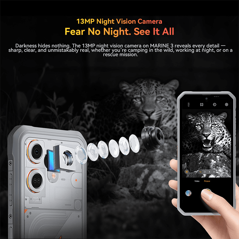 Blackview Oscal MARINE 3 Rugged Smartphone 6.56-inch HD IPS 90Hz Display Android 16 MTK Helio G81 NFC 5000mAh 256GB Cellphone,8GB 256GB white