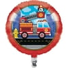 Flaming Fire Truck 18" L Metallic Balloon, Pack of 4