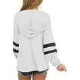 thumbnail image 3 of Samickarr Pullover Sweaters For Womens Trendy Dressy Business Casual Loose Fit Plus Size Tunic Tops To Wear With Leggings Women Casual Drawstring Hooded Stitching Long-Sleeved Pullover Tops, 3 of 6