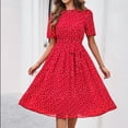 thumbnail image 2 of Stichou Womens Spring Summer Wrap V-Neck Tie Waist Dress 2026 Chiffon Boho Print Casual Short Sleeve Maxi Dress Vacation Midi Dress Red L, 2 of 6