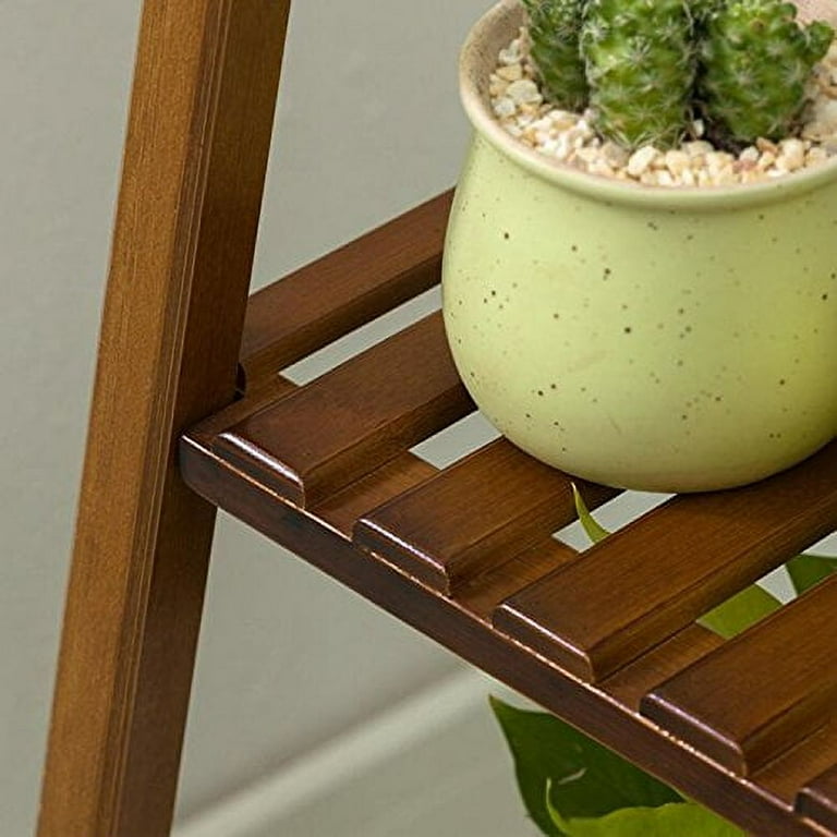 Magshion Bamboo 2 Tier Tall Plant Stand Pot Holder Small Space Table