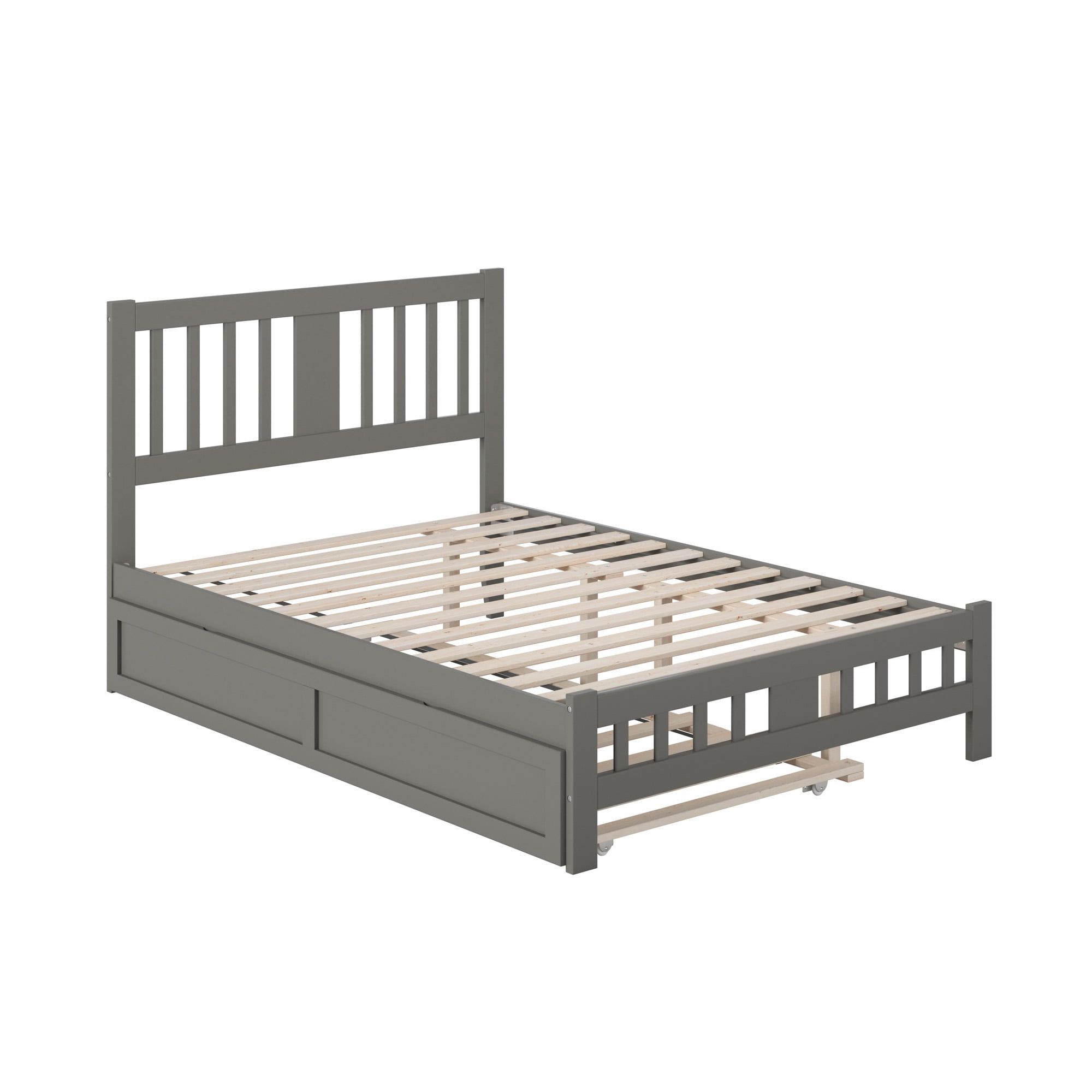 AFI Tahoe Full Wood Platform Bed with Headboard Footboard & Twin Trundle, Grey