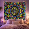 thumbnail image 2 of Floral Garden Mandala with Square Built Around Complex, Mystical Fantasy for Space Lovers, Galaxy Room Decor, Mother'S Day Gift, Tapestry Wall Hanging for Bedroom and Dorm, 2 of 7