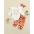 thumbnail image 2 of Kiapeise Newborn Infant Baby Girls Clothes Set Auntie Saying Letter Rompers Floral Daisy Pants Headband, 2 of 9