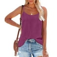 thumbnail image 2 of Womens Summer Tops Spaghetti Strap Sleeveless Suspender Tank Tops Round Neck Loose Fit Cami Tunic Tops Casual Solid Color Longline Tunics Vests Daily Outfits S-XXL, 2 of 7