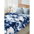 thumbnail image 5 of King Flat Sheet Only Abstract Watercolor Flower Art Soft Microfiber Cooling Bedding Sheets Natural Blue White Floral Flat Bed Sheet, 5 of 9