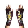 thumbnail image 3 of Penkiiy Arm Warmers Fingerless Gloves For Women Ladies Fashion Vintage Knitted Gloves Flower Hollow Out Embroidered Warm Half Finger Woman's Gloves Brown Gloves, 3 of 8