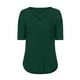 thumbnail image 5 of Puntoco Mujeres tops Sexy con cuello en V Cruz Collar Soild Camiseta de manga corta Blusa Puntoco Puntoco-6085, 5 of 7
