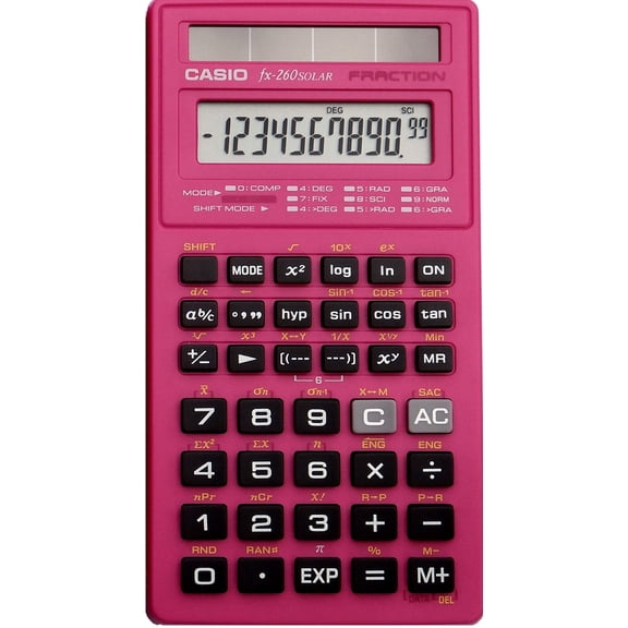 Casio FX-260SOLAR11 Scientific Calculator, Pink