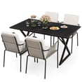 thumbnail image 3 of Uforic 5-Piece Patio Outdoor Dining Set, Wicker Patio Furniture Set of 4 Rattan Wicker Chairs and Rectangular Dining Table - Black & White, 3 of 6