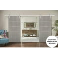 thumbnail image 3 of Sliding Double Barn Doors with Hardware | Planum 0020 Grey Oak | 13FT Rail Hangers Sturdy Set | Modern Solid Panel Interior Hall Bedroom Bathroom Door-72" x 80" (2* 36x80)-Silver Rail, 3 of 6