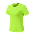 thumbnail image 4 of Ovzne Women's Solid Color Short Sleeve Round Neck Athletic Top – Lightweight Stretch Nylon-Spandex Fitness Tee for Running & Gym S-XXL, 4 of 6