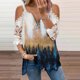 thumbnail image 2 of Elegante mujer casual cremallera cuello impresión blusa encaje manga corta camiseta verano Tops OAVQHLG3B Store  lin121212, 2 of 4
