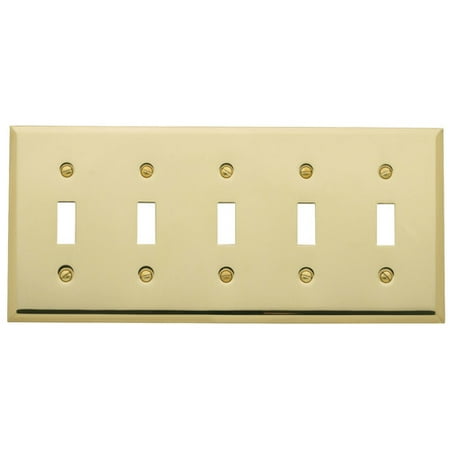 Baldwin Classic Square Bevel Design Five Gang Toggle Switch Plate