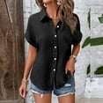 thumbnail image 5 of Womens Shirts Stylish Button Details Round Neck Line Outfits Paired Womens Tee Shirts,Black,L, 5 of 8